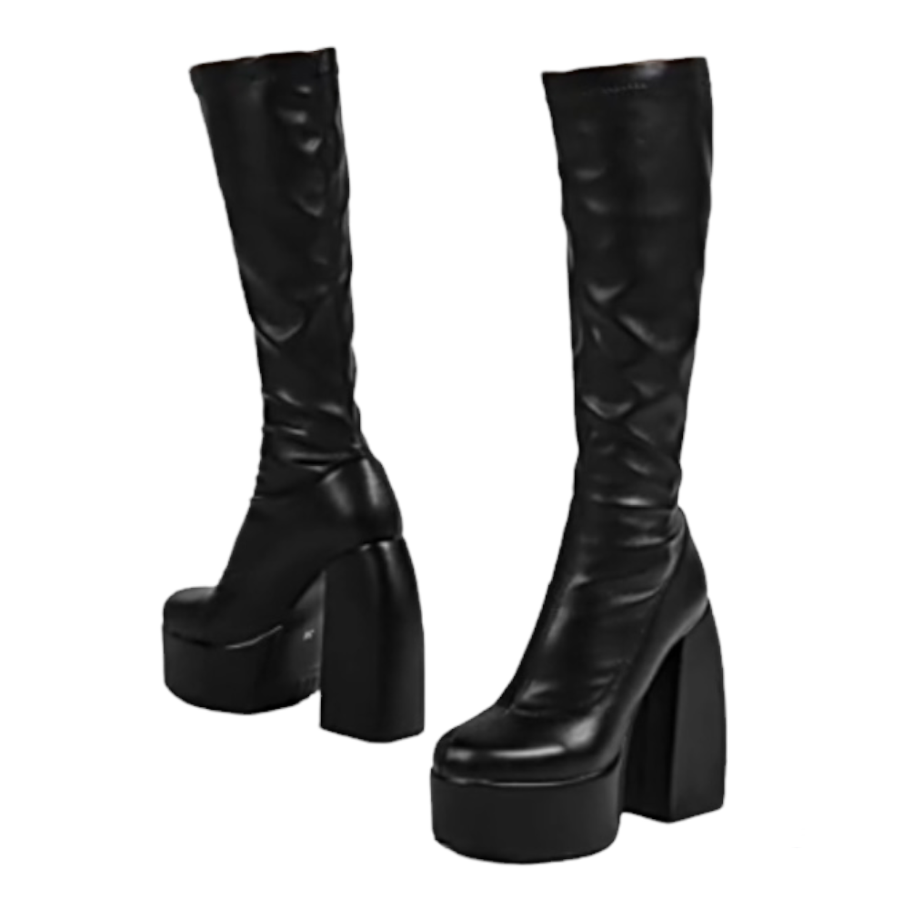 Knee High Heels in Onyx